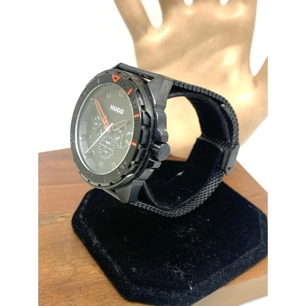 Hugo Boss Men's Watch 1530289 Quartz Black Dial Mesh Stainless Steel 44mm